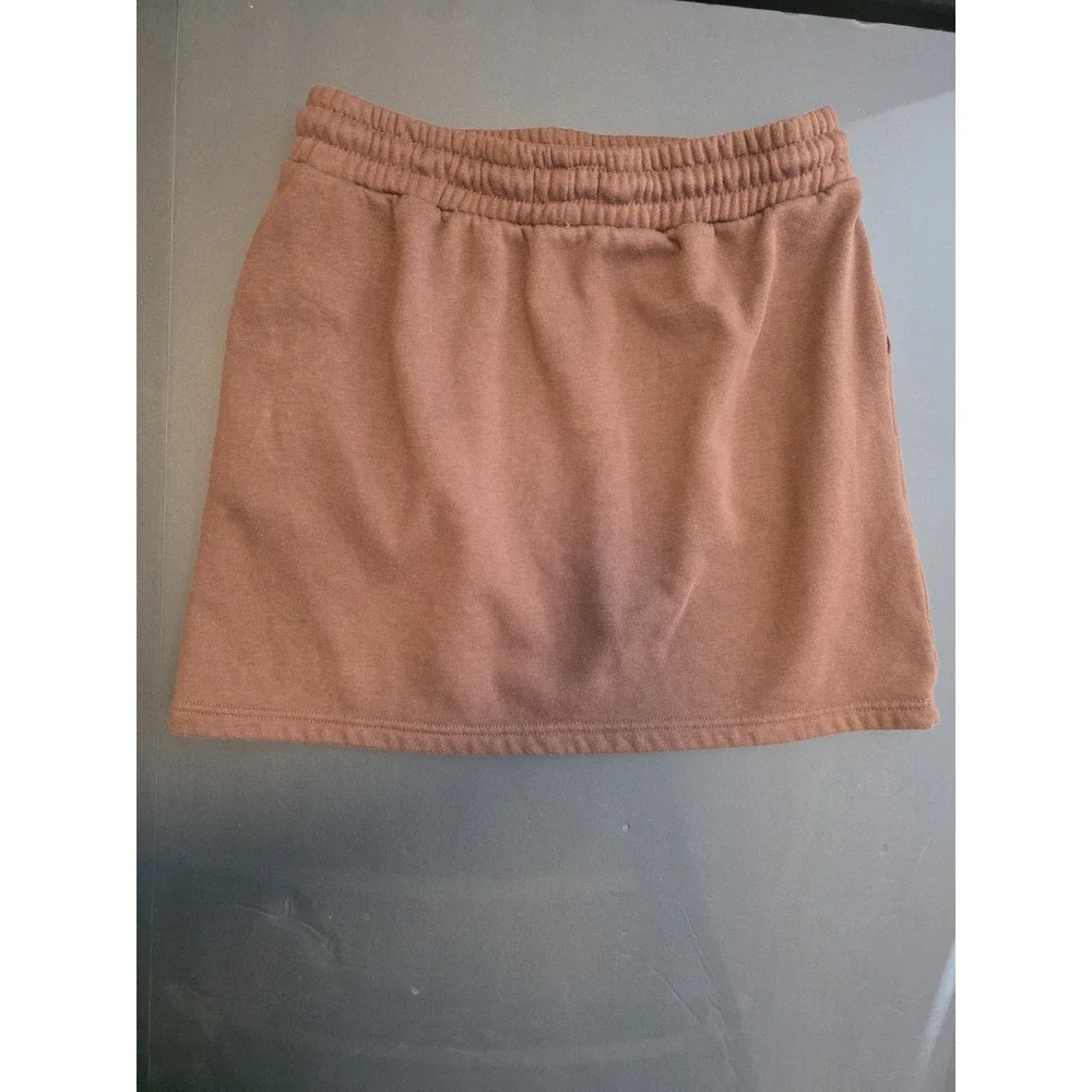 VTG Y2K Brown Fleece Mini Athletic Skirt Sz L Pockets Soft TennisPickleball Golf